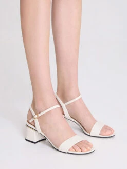 Open Toe Ankle Strap Block Heel Sandals -Charles & Keith 2019 L6 CK1 60190225 41 2