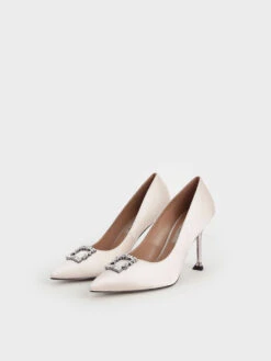 Satin Gem-Embellished Pumps -Charles & Keith 2021 L3 SL1 60280366 09 3