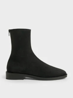 Square Toe Zip-Up Ankle Boots