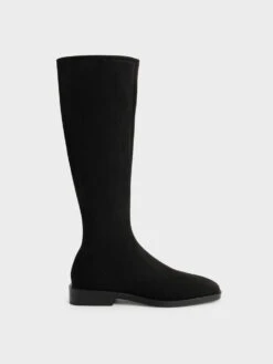 Textured Knee High Flat Boots