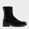 Patent Round Toe Zip-Up Ankle Boots -Charles & Keith 2021 L6 CK1 90920094 B8 1