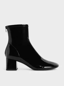 Patent Block Heel Ankle Boots