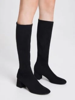 Textured Block Heel Knee Boots -Charles & Keith 2021 L6 CK1 91720012 B8 2