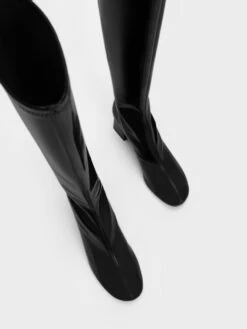 Patent Block Heel Knee Boots -Charles & Keith 2021 L6 CK1 91720012 J5 8