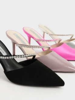 Gem-Encrusted Textured Stiletto Mules -Charles & Keith 2021 L7 CK1 60361363 01 7