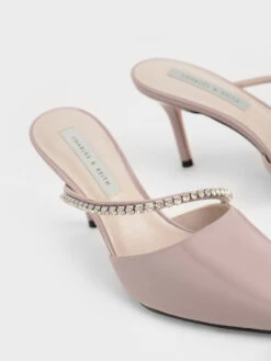 Gem-Encrusted Patent Mules -Charles & Keith 2021 L7 CK1 60361363 14 5