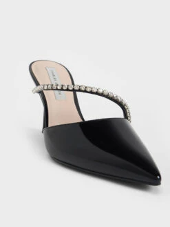 Gem-Encrusted Patent Stiletto Mules -Charles & Keith 2021 L7 CK1 60361363 J5 7