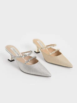 Gem-Encrusted Metallic Glittered Mules 16 Gem-Encrusted Metallic Glittered Mules -Charles & Keith 2021 L7 SL1 60280370 1 07 7