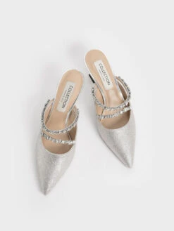 Gem-Encrusted Metallic Glittered Mules 17 Gem-Encrusted Metallic Glittered Mules -Charles & Keith 2021 L7 SL1 60280370 1 07 8