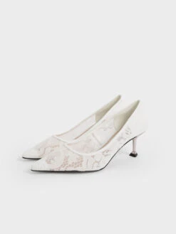 Lace Sculptural Heel Pumps 12 Lace Sculptural Heel Pumps -Charles & Keith 2021 L7 SL1 60280396 03 3
