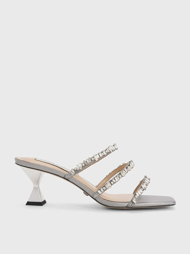 Gem-Encrusted Metallic Strappy Sandals 3 Gem-Encrusted Metallic Strappy Sandals