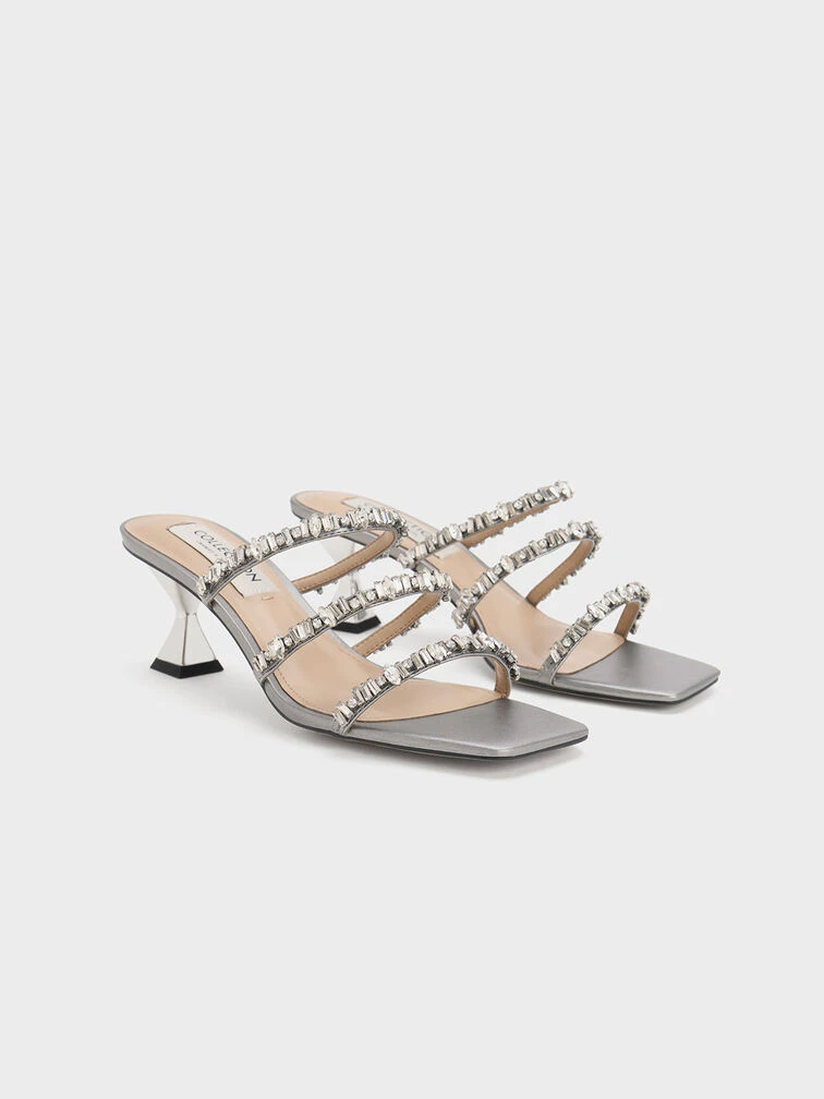 Gem-Encrusted Metallic Strappy Sandals 5 Gem-Encrusted Metallic Strappy Sandals - Image 3