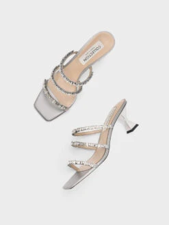 Gem-Encrusted Metallic Strappy Sandals 15 Gem-Encrusted Metallic Strappy Sandals -Charles & Keith 2021 L7 SL1 60920030 1 07 8