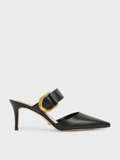 Gabine Buckled Leather Mule Pumps