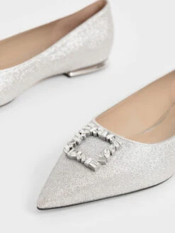 Glitter Gem-Embellished Ballerina Flats -Charles & Keith 2021 L7 SL1 70900027 07 5