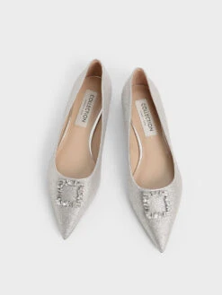 Glitter Gem-Embellished Ballerina Flats -Charles & Keith 2021 L7 SL1 70900027 07 8