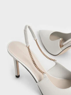 Chain-Link Slingback Stiletto Pumps -Charles & Keith 2022 L2 CK1 60280333 41 5