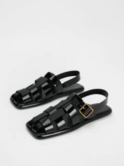 Metallic Buckle Caged Patent Slingback Sandals -Charles & Keith 2022 L2 CK1 71870005 J5 3