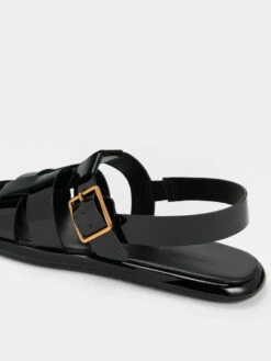 Metallic Buckle Caged Patent Slingback Sandals -Charles & Keith 2022 L2 CK1 71870005 J5 5