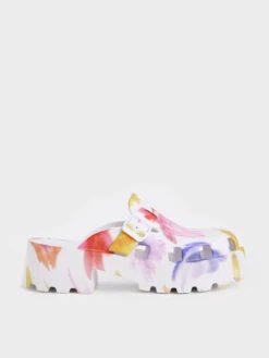 Mae Printed Buckled Platform Mules