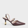 Snake-Print Double Strap Slingback Pumps -Charles & Keith 2022 L3 CK1 60361412 G5 1