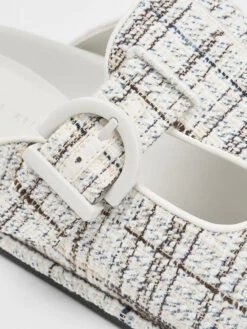 Cut-Out Tweed Buckled Slides 10 Cut-Out Tweed Buckled Slides -Charles & Keith 2022 L3 CK1 71720036 24 7