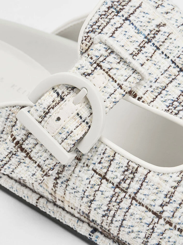 Cut-Out Tweed Buckled Slides 6 Cut-Out Tweed Buckled Slides - Image 4