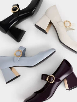 Patent Buckled Mary Jane Pumps -Charles & Keith 2022 L6 CK1 60361423 16 7