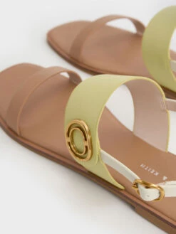 Metallic Accent Back Strap Sandals -Charles & Keith 2022 L6 CK1 70060589 24 5