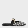 Houndstooth Buckled Flat Mules -Charles & Keith 2022 L6 CK1 70580187 24 1
