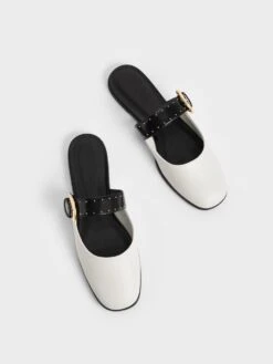 Studded Buckled Flat Mules -Charles & Keith 2022 L6 CK1 70580187 41 8