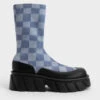 Aberdeen Denim Checkered Platform Boots 2 Aberdeen Denim Checkered Platform Boots -Charles & Keith 2022 L6 CK1 90280043 24 1