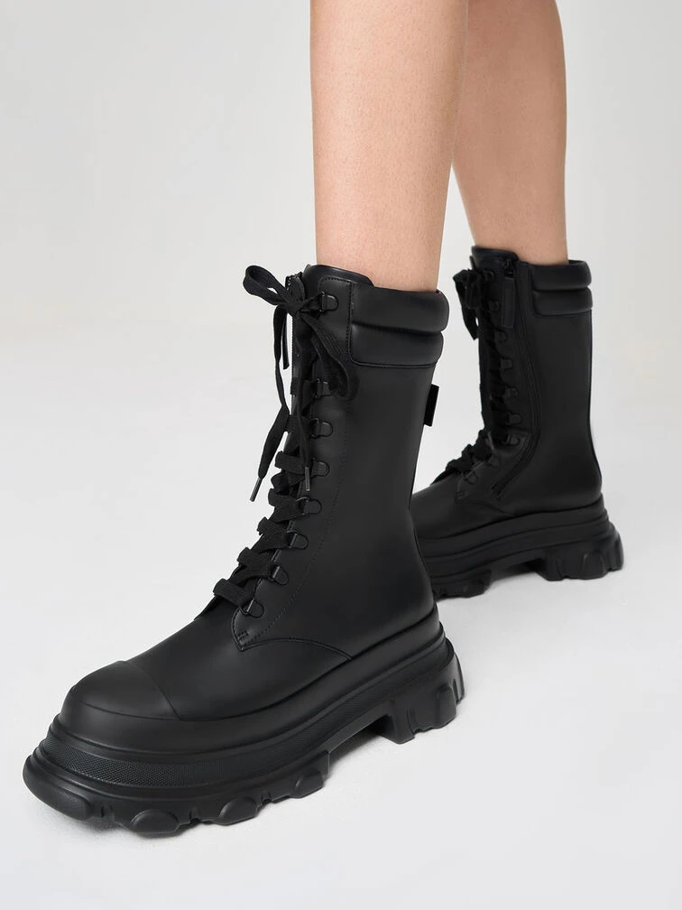 Chunky Sole Padded Combat Boots 6 Chunky Sole Padded Combat Boots - Image 4