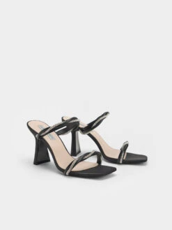 Embellished Twisted Strap Satin Sandals -Charles & Keith 2022 L7 CK1 60050976 01 3