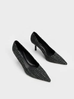 Tweed Pointed-Toe Cylindrical Heel Pumps -Charles & Keith 2022 L7 CK1 60361436 24 3