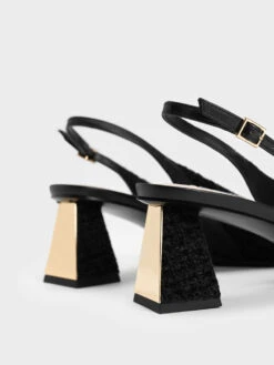 Tweed Toe Cap Slingback Pumps -Charles & Keith 2022 L7 CK1 60920317 B8 5