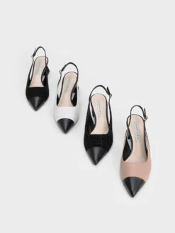Tweed Toe Cap Slingback Pumps -Charles & Keith 2022 L7 CK1 60920317 B8 7