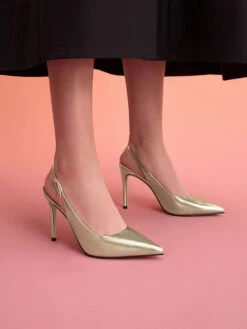 Metallic Stiletto Heel Slingback Pumps -Charles & Keith 2022 L7 CK1 61720127 27 2