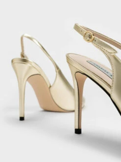 Metallic Stiletto Heel Slingback Pumps -Charles & Keith 2022 L7 CK1 61720127 27 5