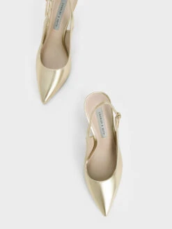 Metallic Stiletto Heel Slingback Pumps -Charles & Keith 2022 L7 CK1 61720127 27 8