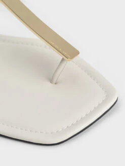 Metallic Accent T-Bar Thong Sandals -Charles & Keith 2022 L7 CK1 70060595 41 7