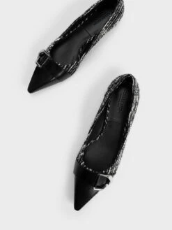 Gabine Tweed & Leather Toe-Cap Ballerinas -Charles & Keith 2022 L7 SL1 71790006 24 8