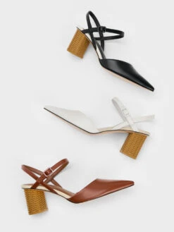 Rattan Block Heel Pumps -Charles & Keith 2023 L2 CK1 60280385 51 7