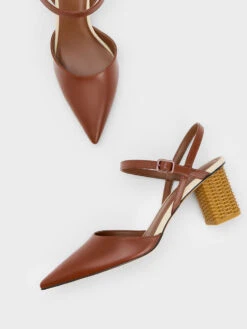 Rattan Block Heel Pumps -Charles & Keith 2023 L2 CK1 60280385 51 8