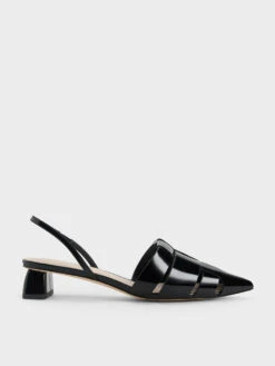 Interwoven Patent Slingback Pumps