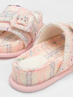 Sinead Tweed Buckled Slide Sandals 9 Sinead Tweed Buckled Slide Sandals -Charles & Keith 2023 L2 CK1 70380987 24 5