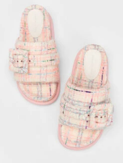 Sinead Tweed Buckled Slide Sandals 11 Sinead Tweed Buckled Slide Sandals -Charles & Keith 2023 L2 CK1 70380987 24 8