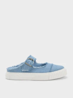 Denim Buckled Slip-On Sneakers
