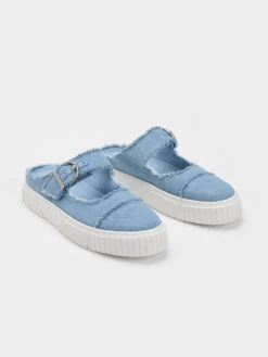 Denim Buckled Slip-On Sneakers -Charles & Keith 2023 L2 CK1 70900434 67 3