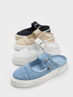 Denim Buckled Slip-On Sneakers -Charles & Keith 2023 L2 CK1 70900434 67 7